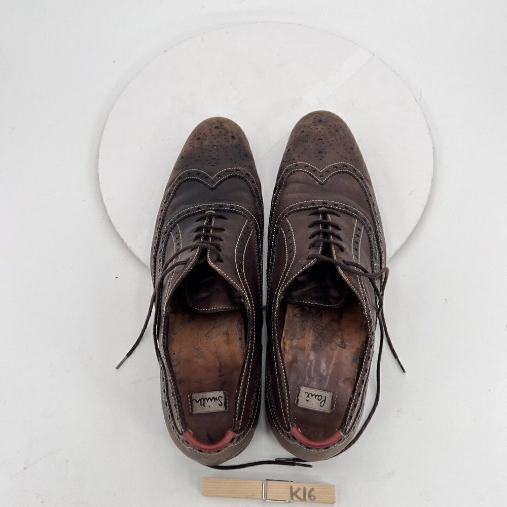 Paul Smith Men Size 7.5 Brown Leather Brogue Wingtip Lace Up Dress Shoes - Picture 16 of 16